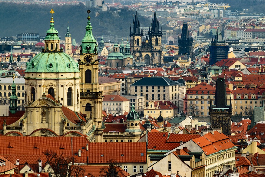 best cities for new year, prague city roof tops
