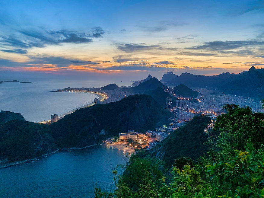 best cities for new year, view of rio de janeiro from above with mountains