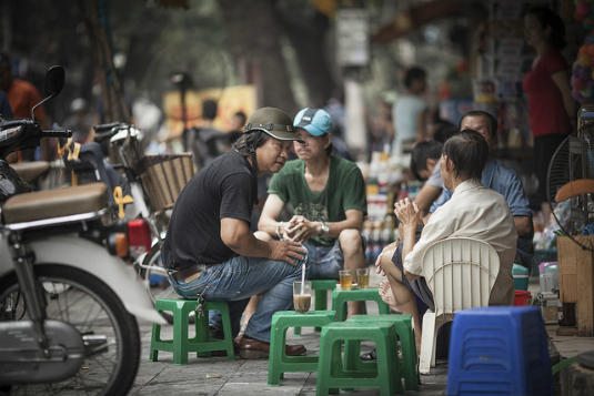 backpacker in southeast asia: stools