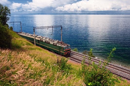 Transsibirische Eisenbahn Blick von oben