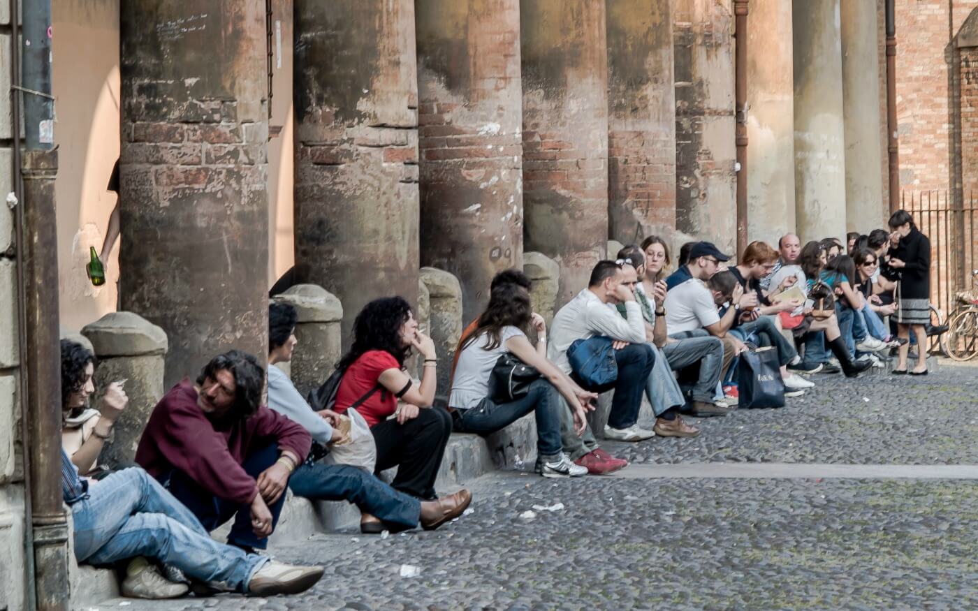 Students hanging out in centro