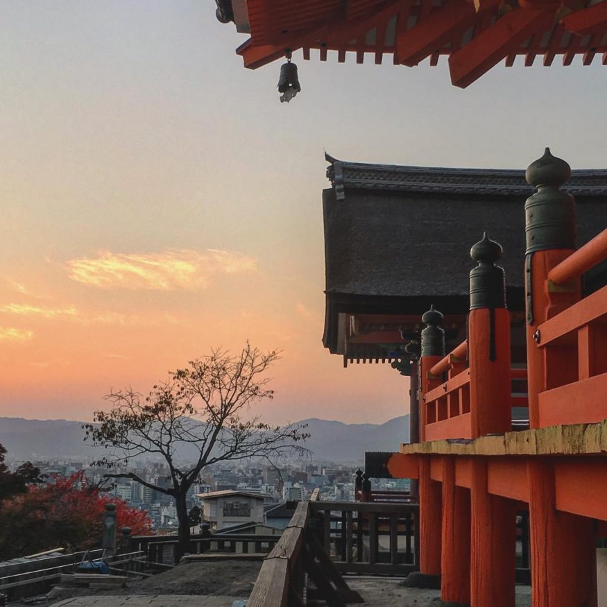 Visiter le Japon - coucher de soleil à Kyoto