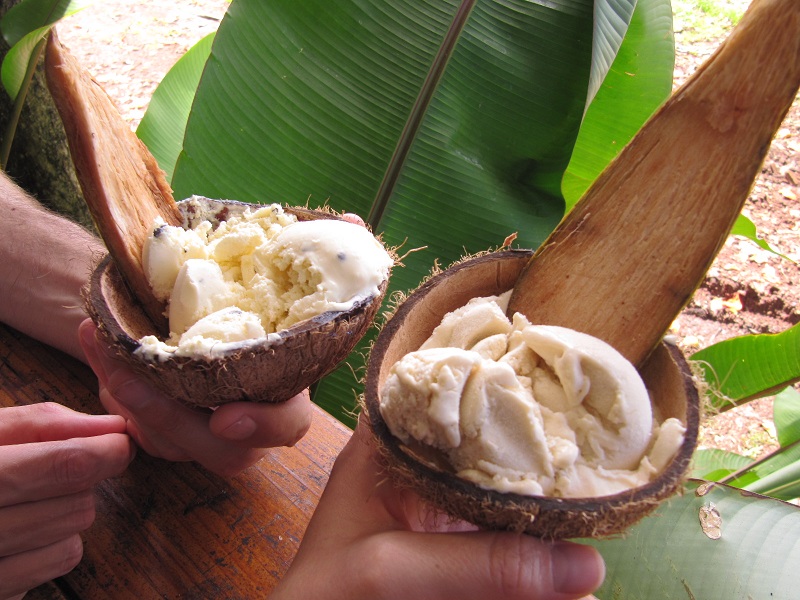 I-dtim Ma Phrao - Coconut Ice cream -Bangkok street food
