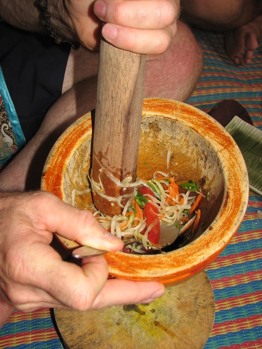 Som Tam Sour- Papaya Salad -Bangkok street food