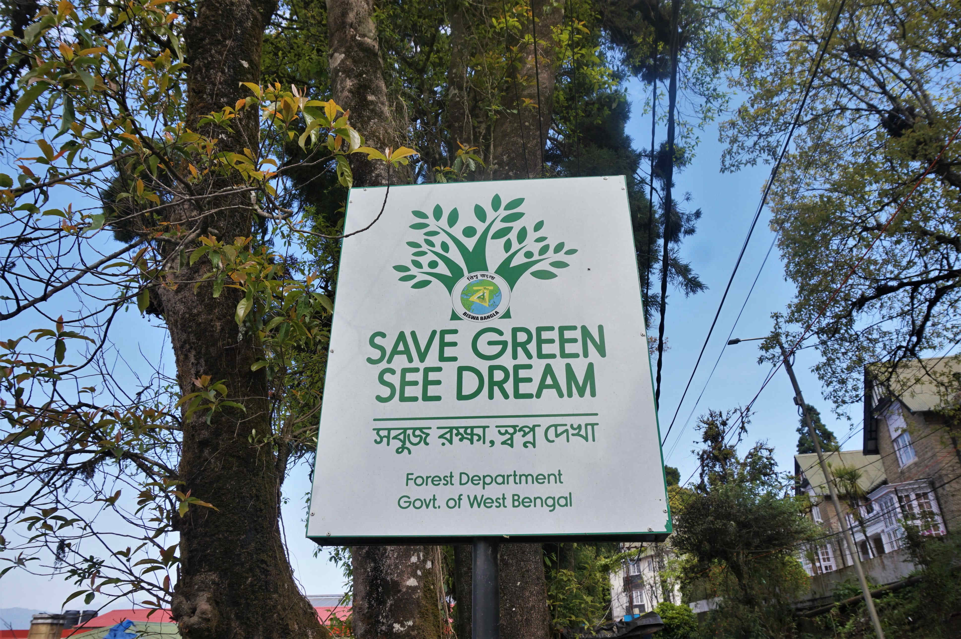 ec-friendly sign - save green see dream - Green travel tips