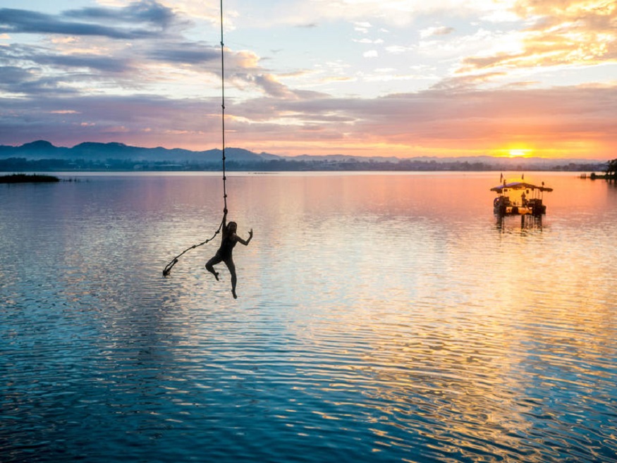best hostels Guatemala - lake and monkey