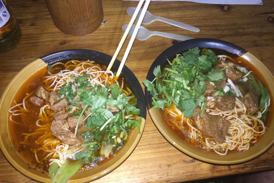 is street food safe - noodles and beef