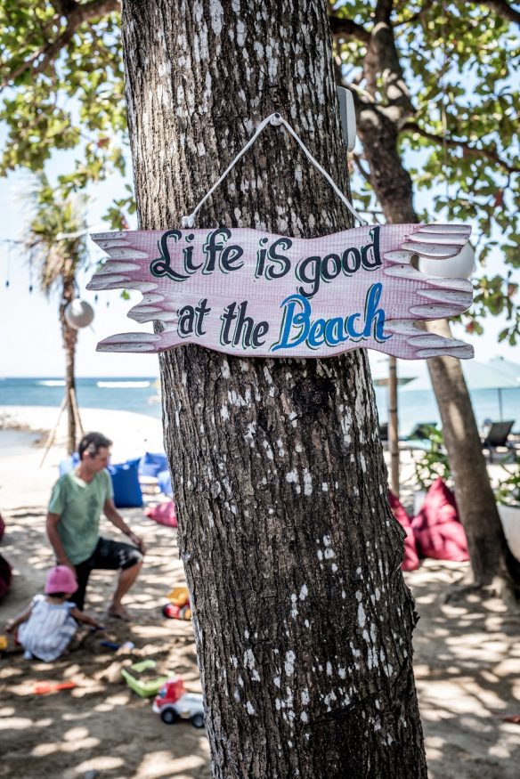 where to stay in Bali - life is good at the beach sign