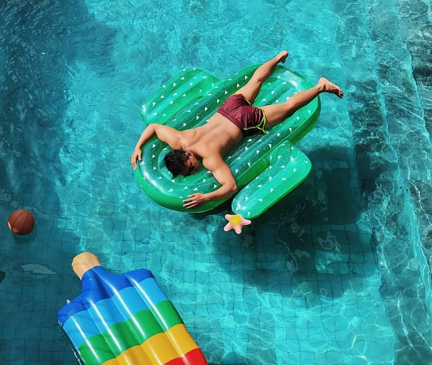 where to stay in Bali - pool - inflatable cactus