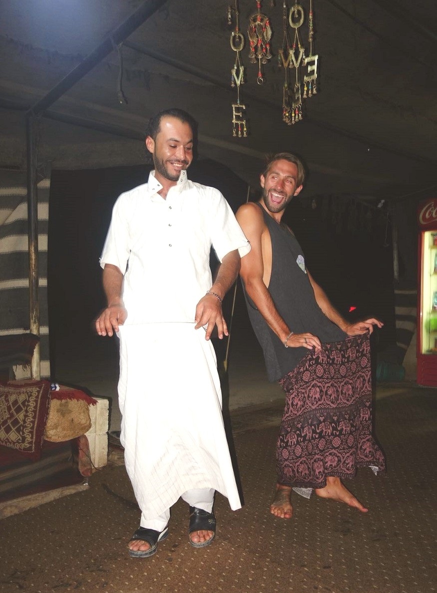 backpacking jordan - two men dancing
