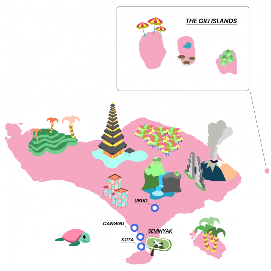 where to stay in Bali - area map