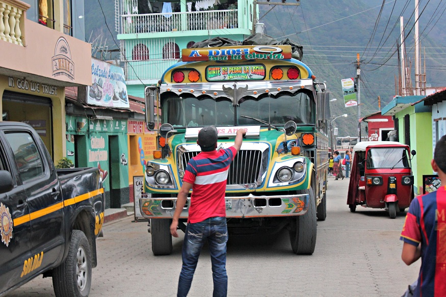 backpacking central america - man stopping a truck