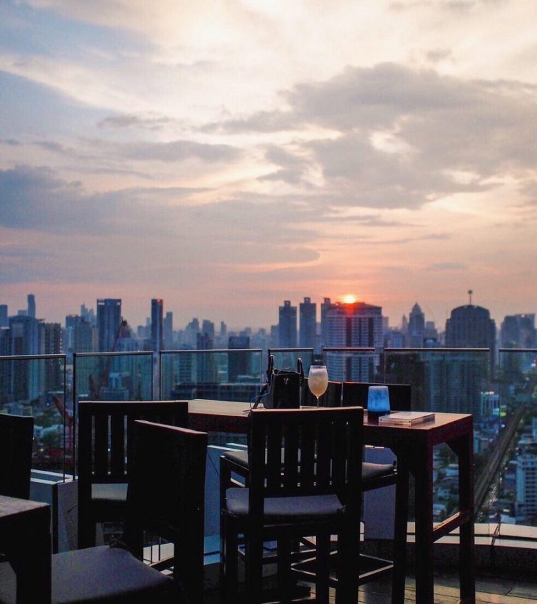 where to stay in bangkok - roof terrace over city