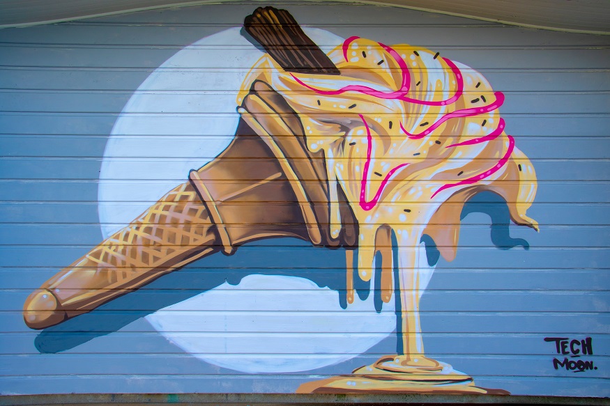 bournemouth on a budget, ice cream graffiti on wall