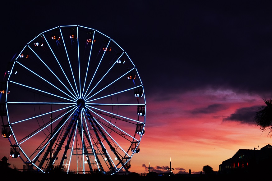 bournemouth on a budget, big wheel at sunset