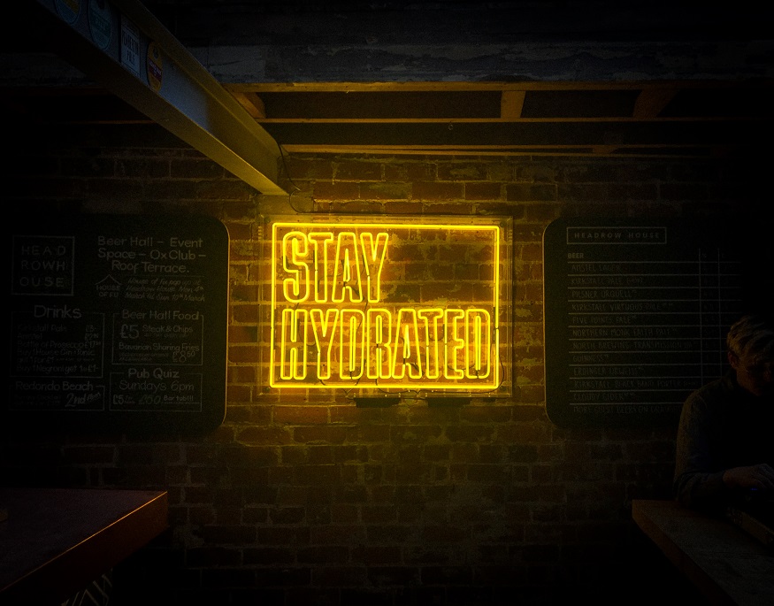 leeds on a budget, stay hydrated sign at The Headrow in Leeds
