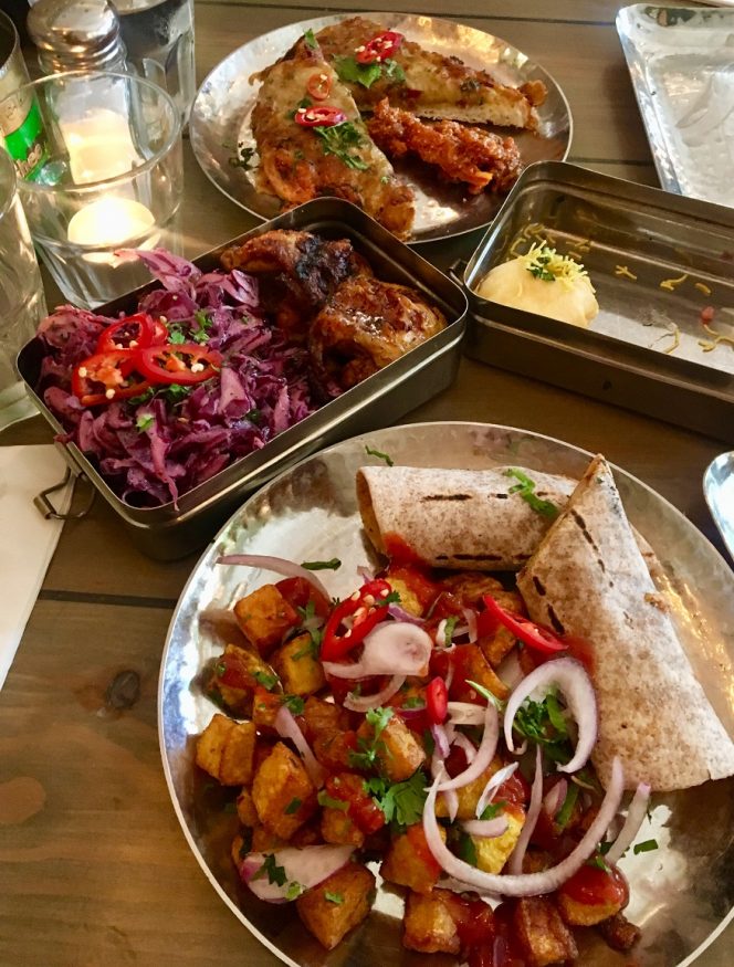 nottingham on a budget, plates of food with wraps and potatoes