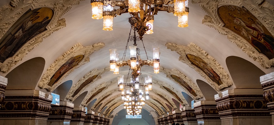3 days in moscow, ceiling of the metro in moscow