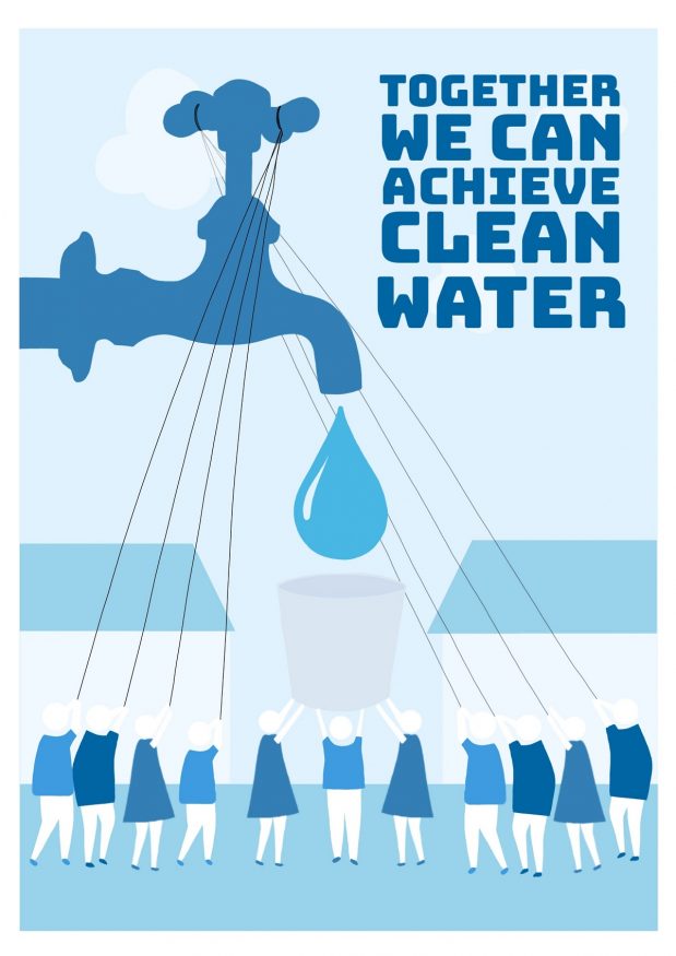 wateraid art for change entry by Cindy Salim -painting of women turning a tap with a water droplet falling