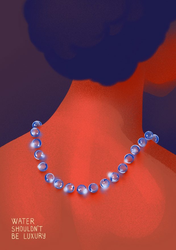 wateraid art for change entry by Irina Bogdan - painting of a woman wearing a pearl necklace