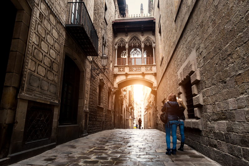 Street in Barcelona Barri Gothic Quarter - Best Areas to Stay in Barcelona First Time