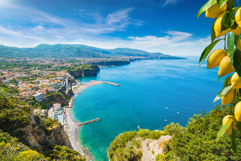 Cliff Coastline of Sorrento and Gulf of Naples Italy