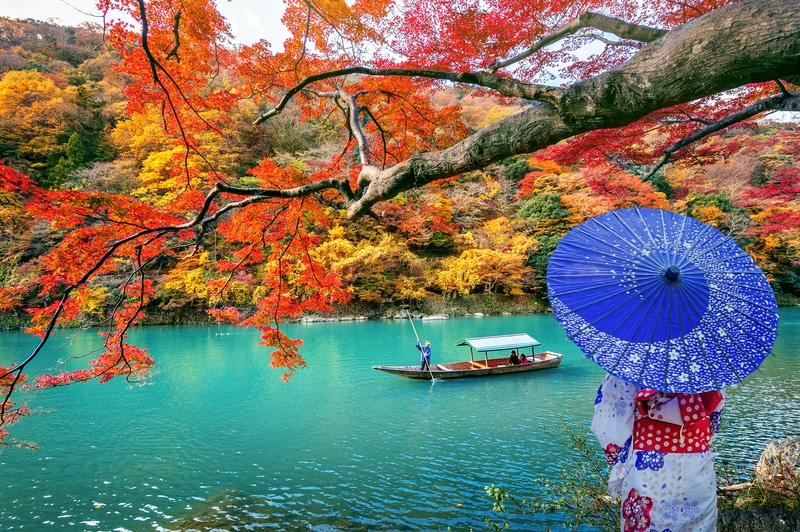 Solo Travel Destination 2 - Woman Next To Relaxing Landscape in Kyoto Japan