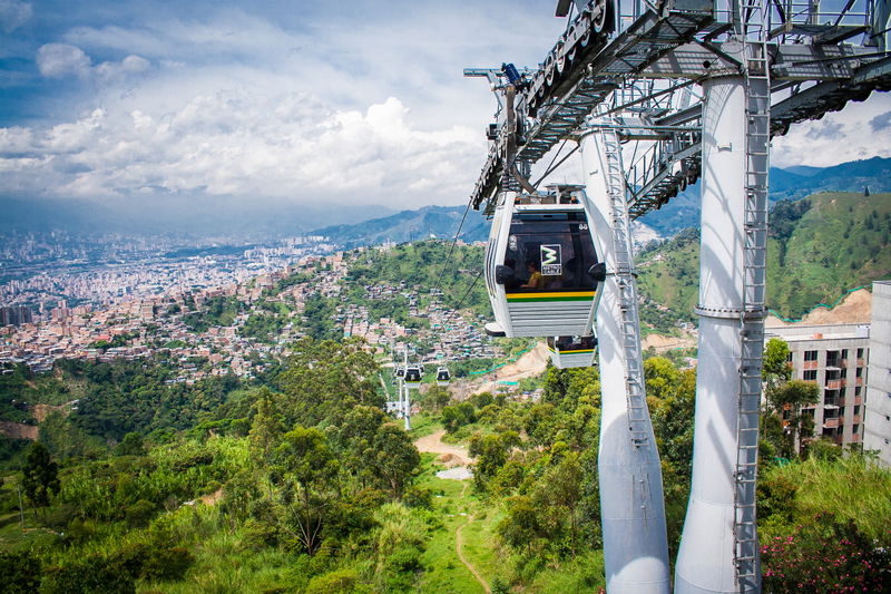 Medellin Colombia Cable Car City Landscape - Best Places for Solo Men Travel