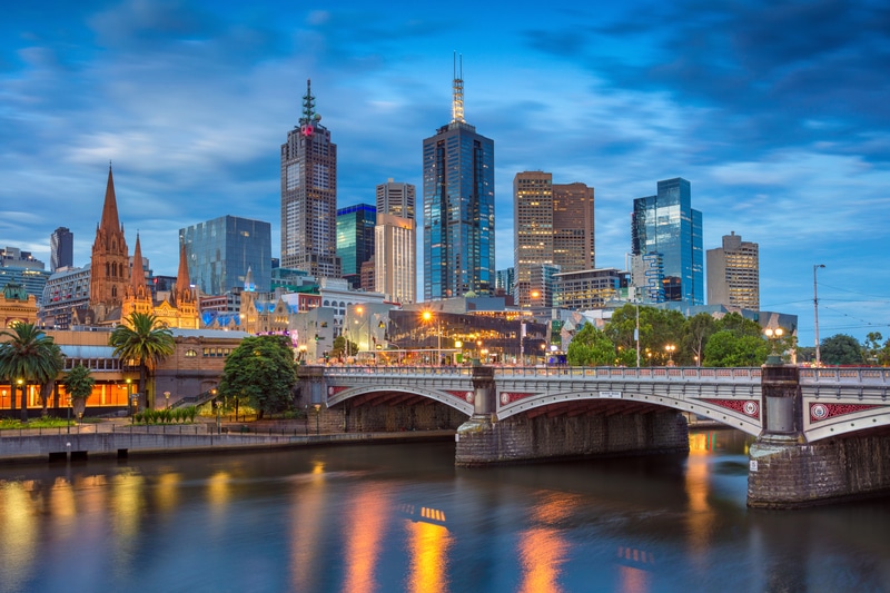 Solo Travel Destination 5 - Melbourne Australia City View Buildings and Bridge