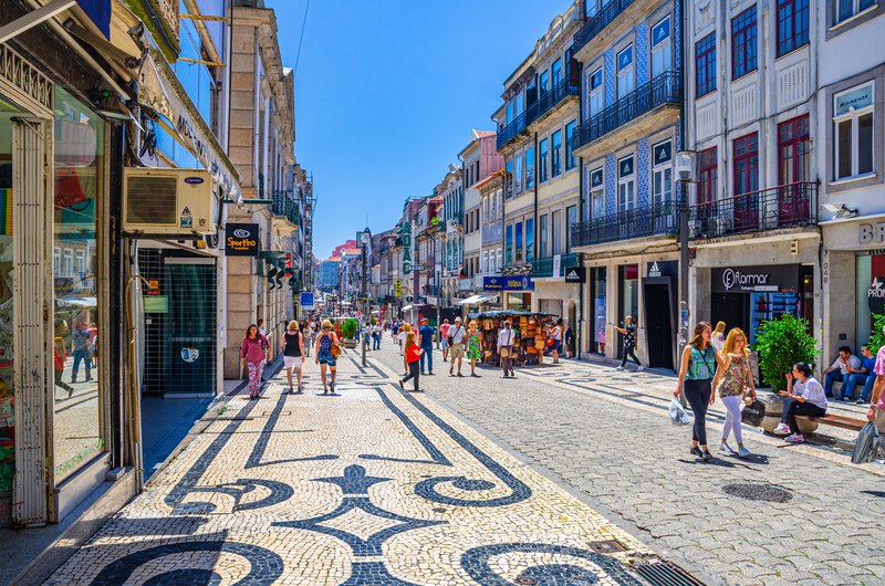 Tourists Walking Rua de Santa Catarina in Porto City Downtown - Where to Stay in Porto