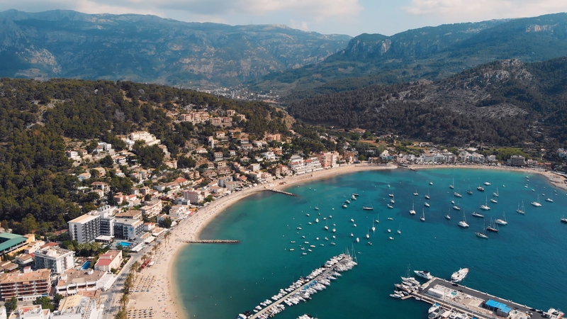 Aerial View of Port de Soller Rooftops Mallorca Spain - Where to Stay in Mallorca