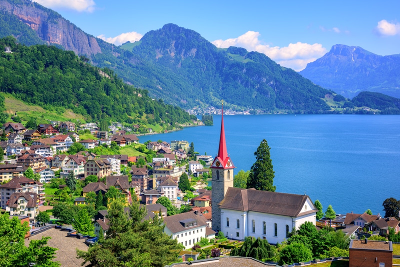 Lake Lucerne View and Alps Mountains, Switzerland - Safest Countries for Solo Female Travelers