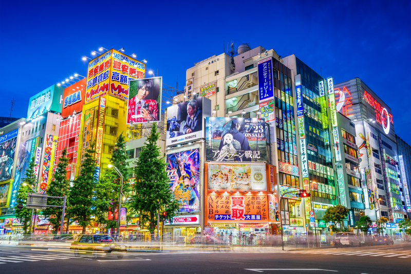 Colour Signs in Akihabara Tokyo Japan - Best Places for Solo Men Travel