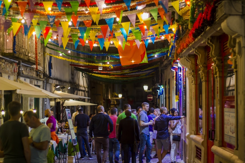 View of Bairro Alto Street During Popular Saints Festivities Lisbon - Best Areas to Stay in Lisbon First Time