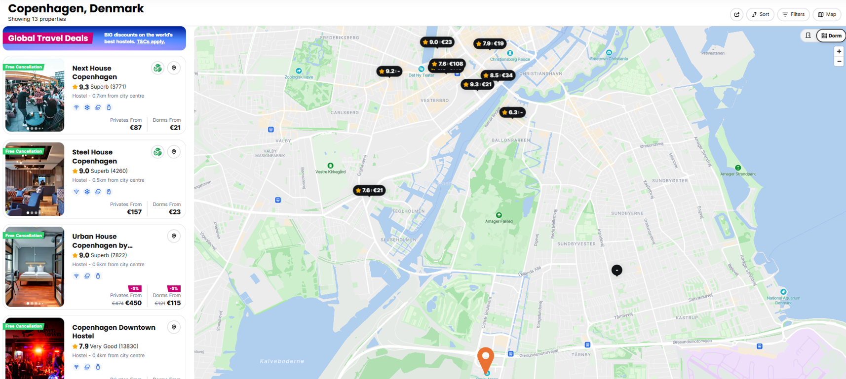 Copenhagen Map with Hostels Near The OVO Hydro Hostelworld