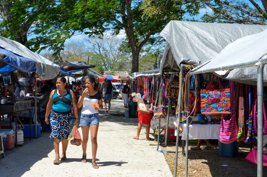 Vibrant and busy traditional Saturday market in San Ignacio, Belize