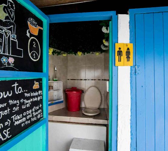Detail of Dry Toilet System at Casa en el Agua Hostel