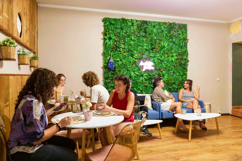 people socializing in a room