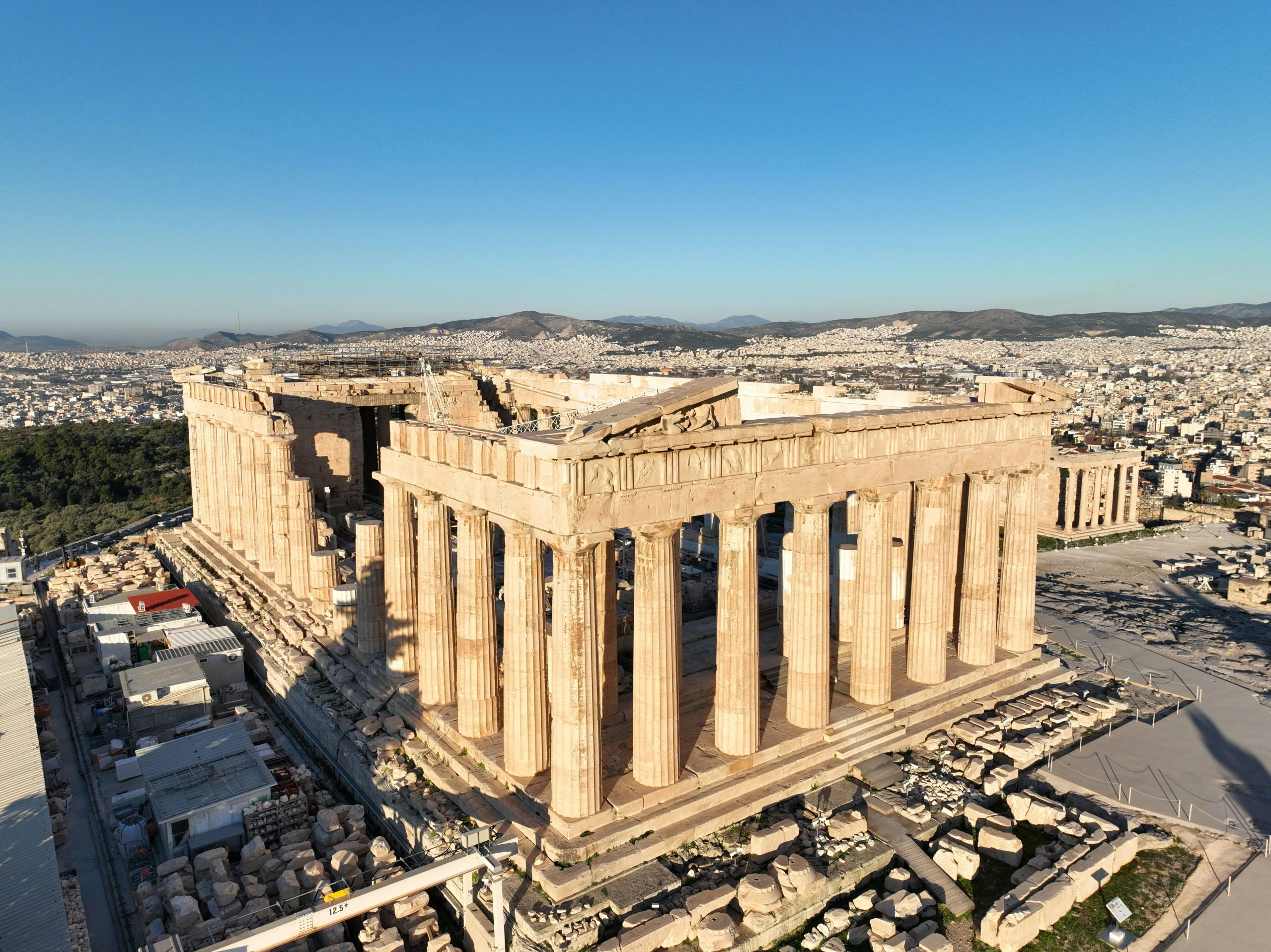 a-drone-view-of-the-parthenon-on-a-sunny-day-in-athens-greece
