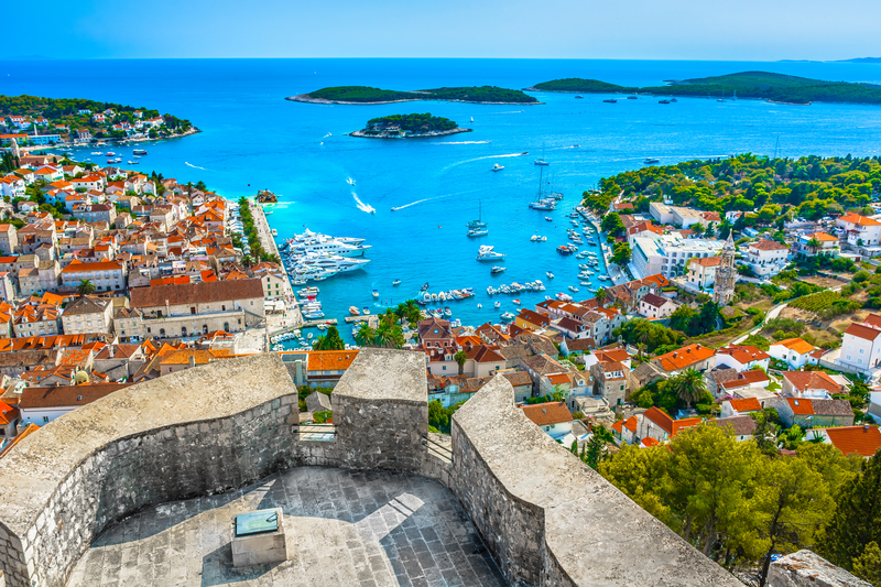 Hvar Coratia Aerial View with Blue See - Beach Solo Trips