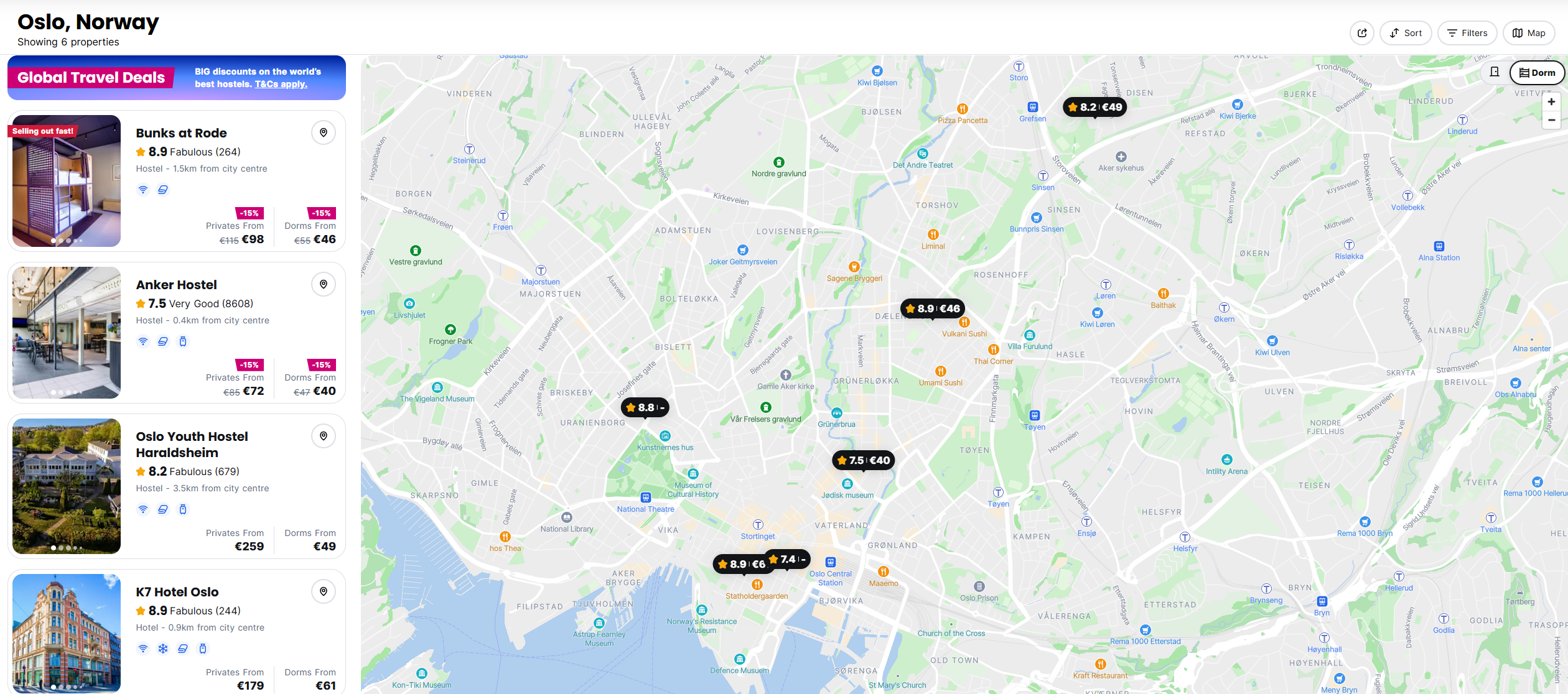 Map of Oslo Hostels Hostelworld