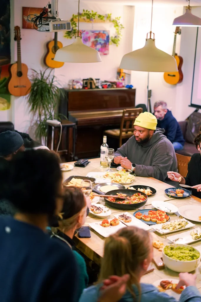 people gathered for a meal together
