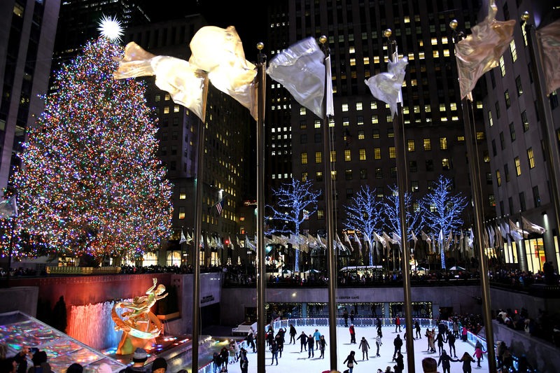 Rockefeller Plaza View at Christmas NY City - Winter Solo Holidays