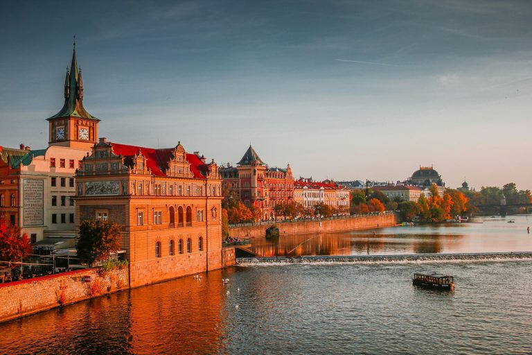 prague bathed in sunset